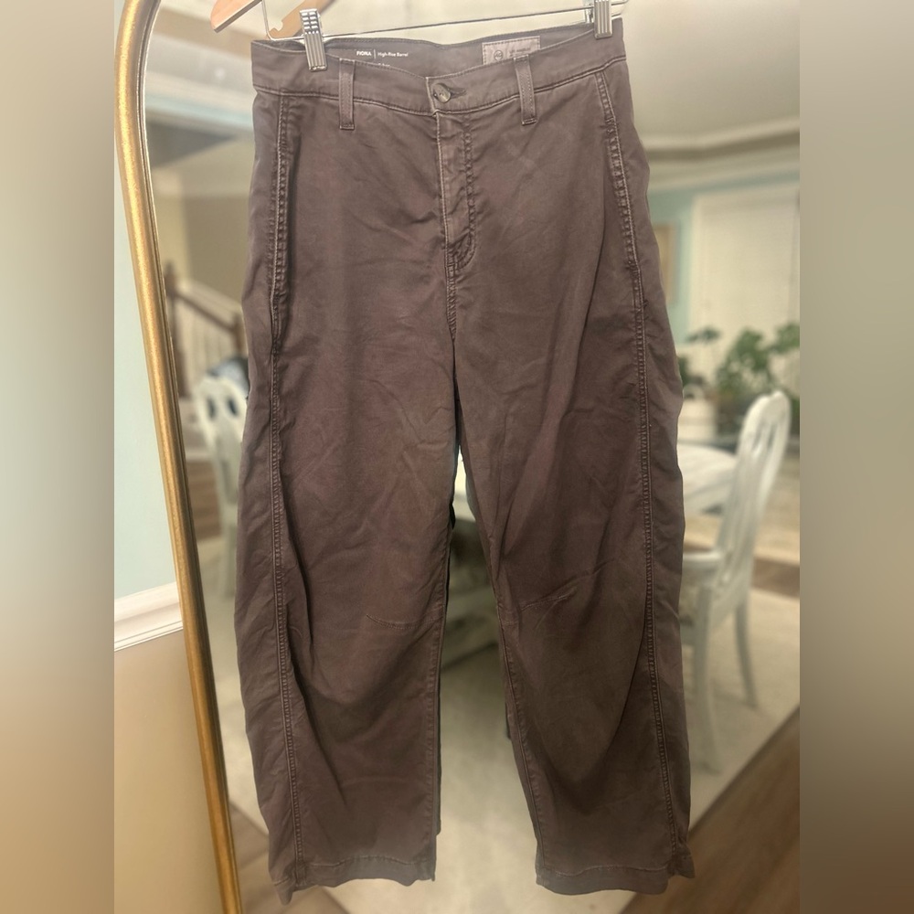 AG “Fiona” High-Rise Barrel Pants – Italian Fabric – Gray Size 25 - Picture 6 of 9